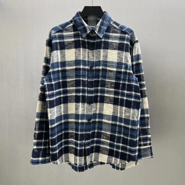 Design Oversized Plaid Shirt in Red and Charcoal Tops Shirt - 4