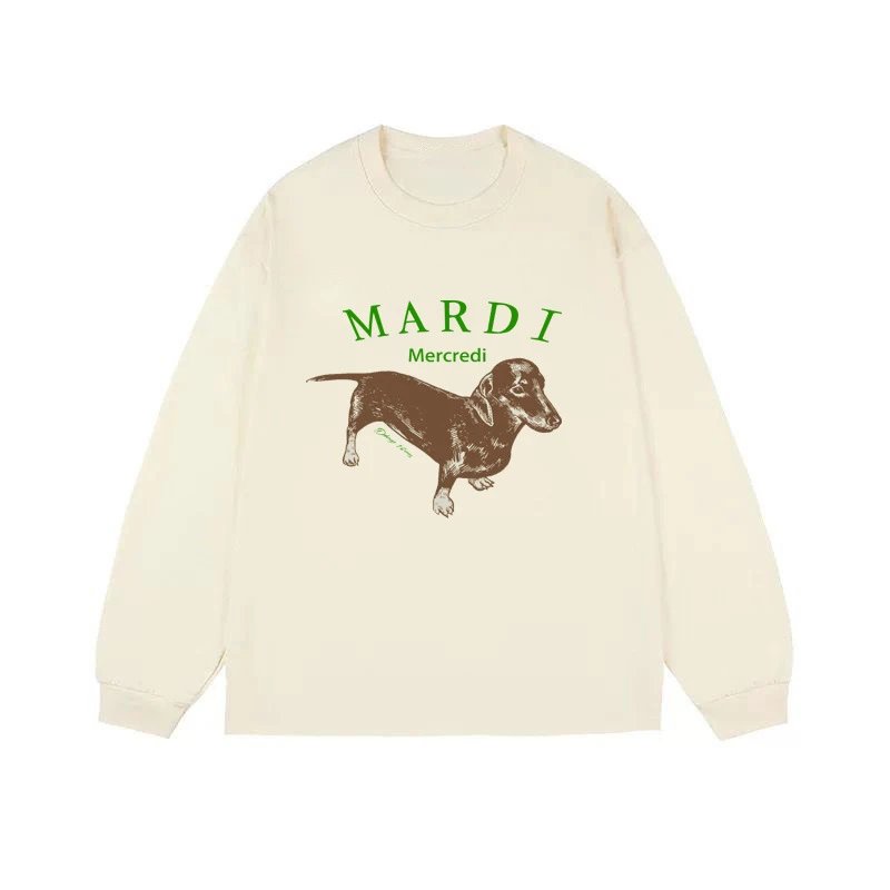 Mardi Mercredi Flower & Dachshund Print Crewneck Sweatshirt Collection