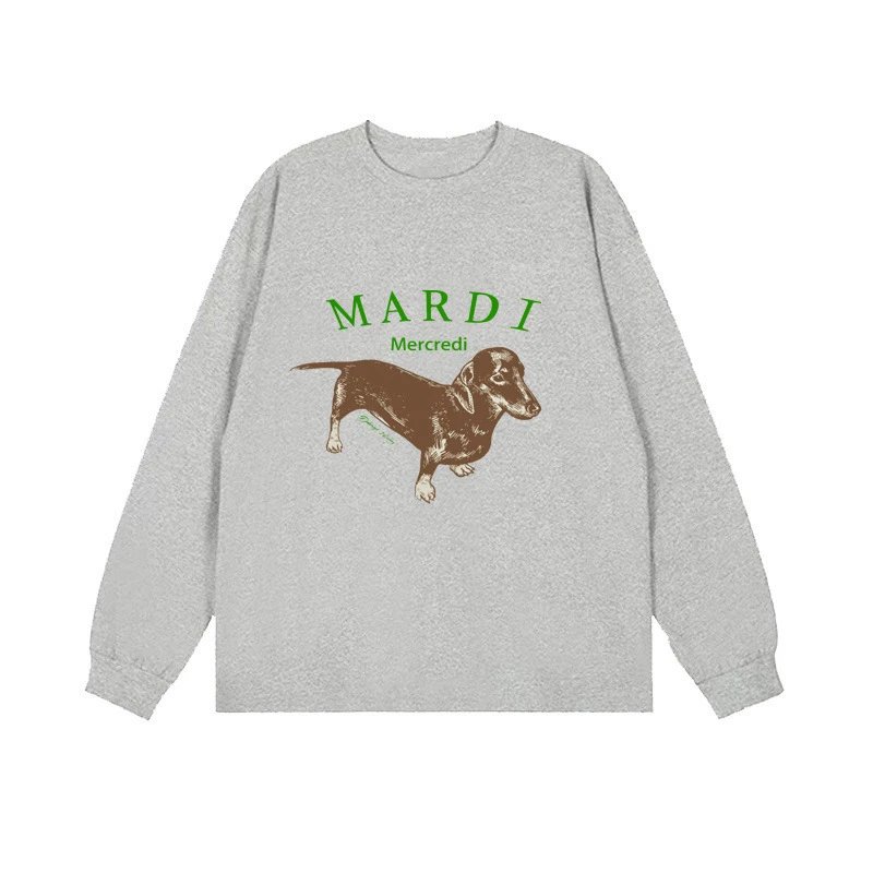 Mardi Mercredi Flower & Dachshund Print Crewneck Sweatshirt Collection