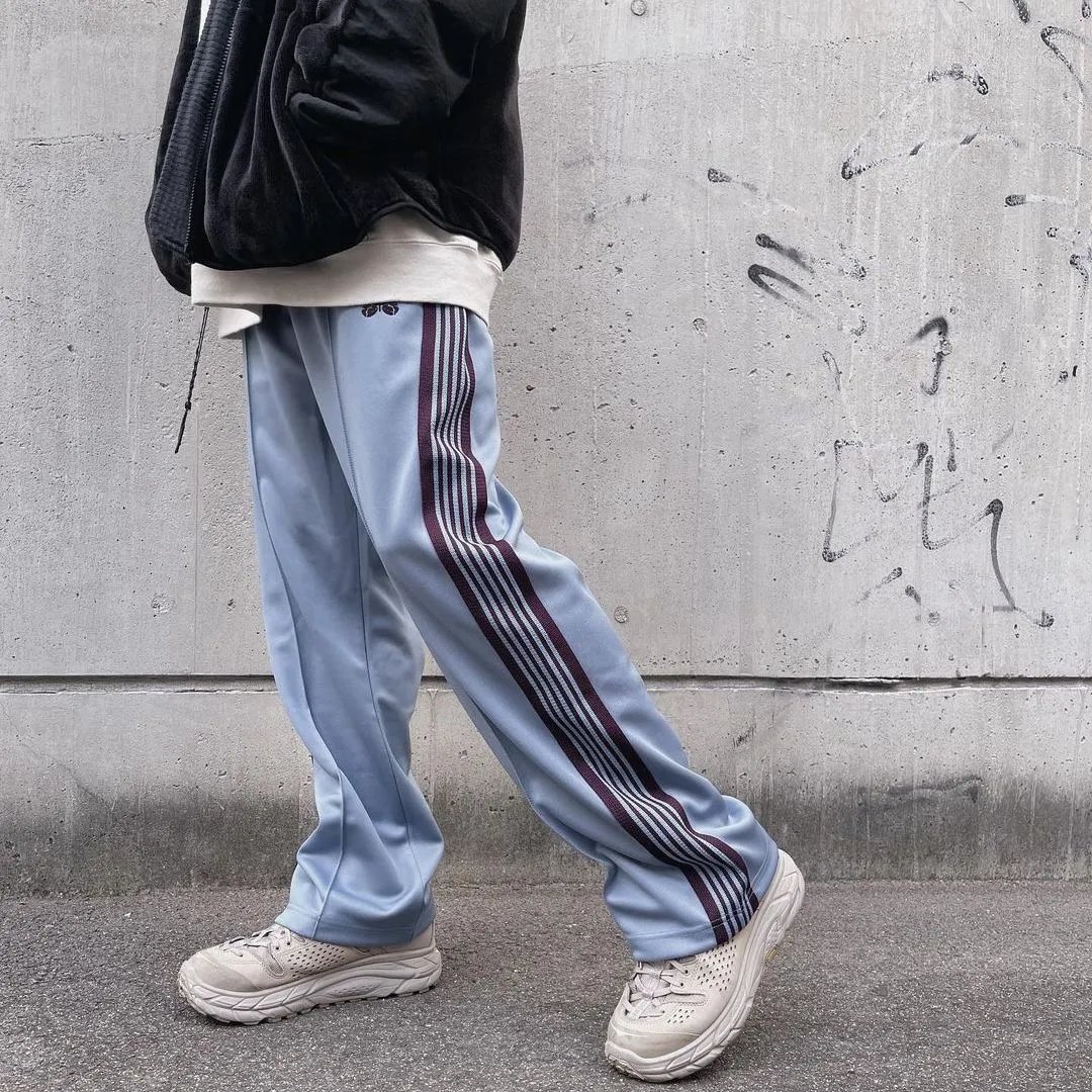 Design Paradise Track Pants Green with Turquoise Stripe and Butterfly Embroidery Sweatpants - 12