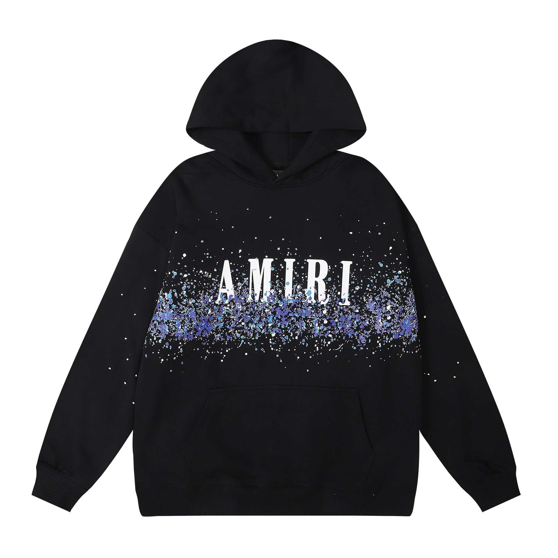 Amiri Black Hoodie with Splatter Design