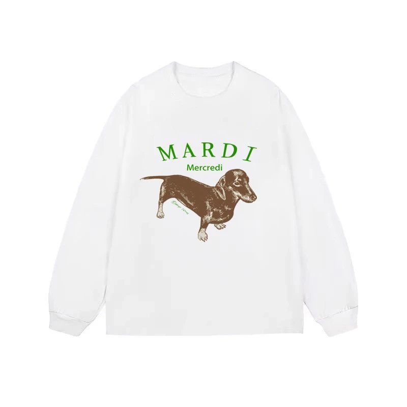 Mardi Mercredi Flower & Dachshund Print Crewneck Sweatshirt Collection