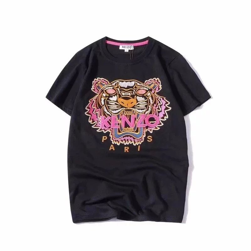 Kenzo Paris Tiger Multicolor Embroidery Tee Black