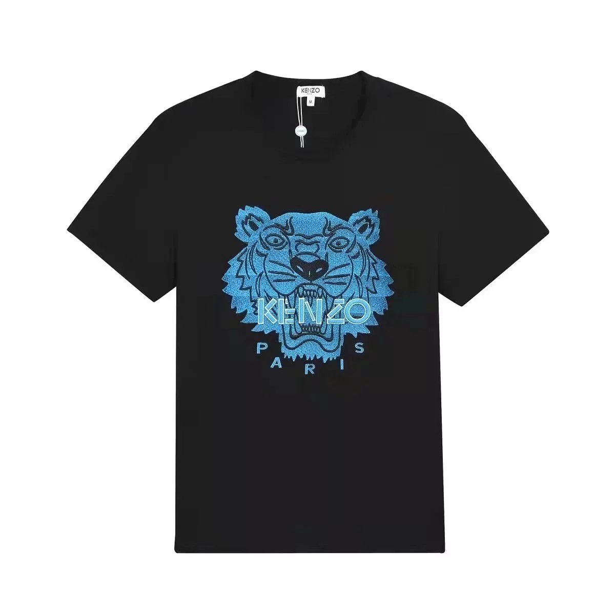 Kenzo Paris Tiger Head Embroidered Tee Black Blue