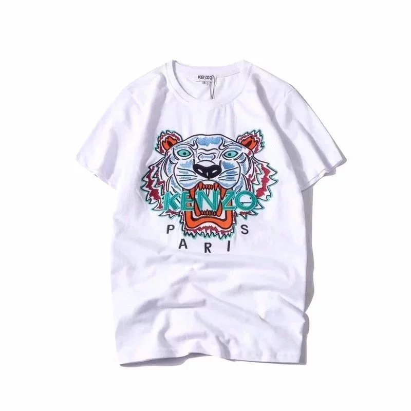Kenzo Paris Tiger Red Gold Embroidery Tee Black