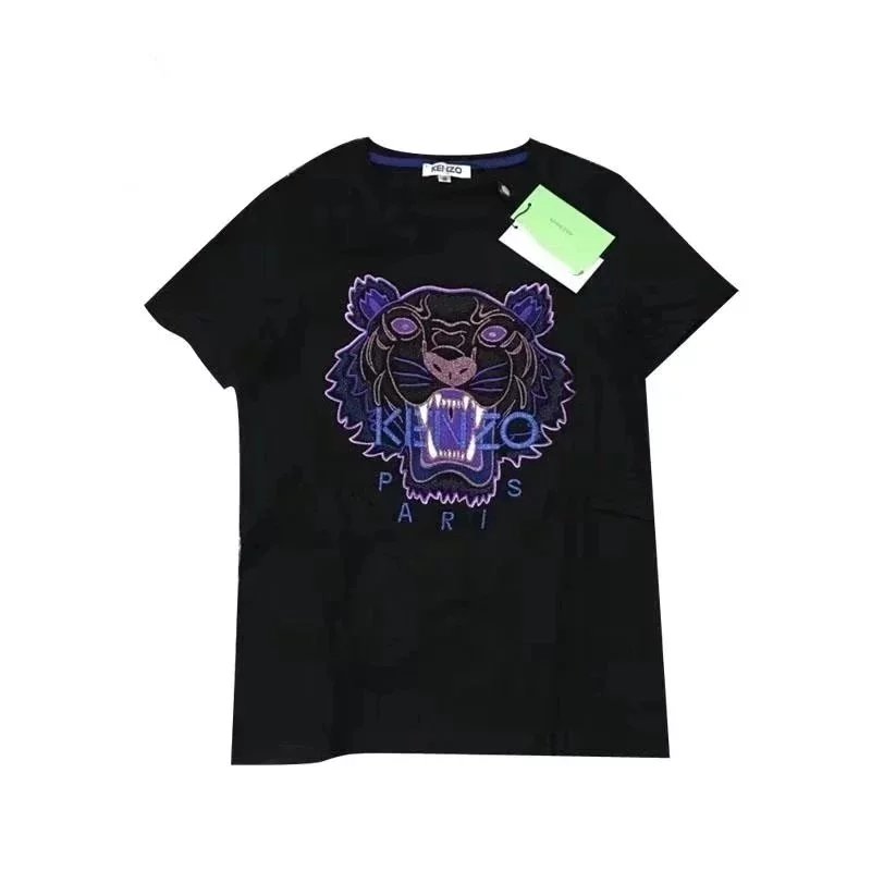 Kenzo Paris Tiger Gold Embroidery Tee Black