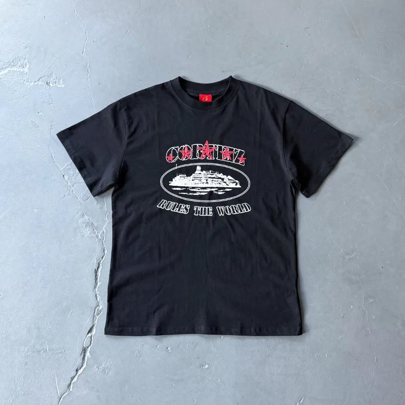Corteiz American High Street West Coast Hip Hop Graphic Short Sleeve T-Shirt Men Summer Streetwear Trendy Half Sleeve Tee