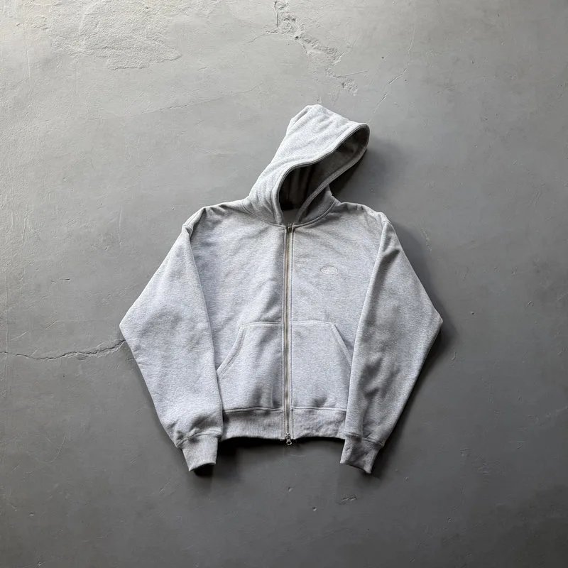 Corteiz Mini Island Zip Hoodie Jacket Fleece Heather Grey