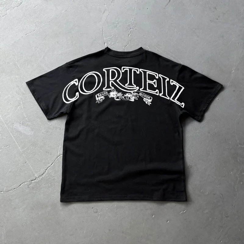 High Quality Corteiz American High Street Hip Hop Alcatraz Print Short Sleeve T-Shirt Men 2026 New Summer Streetwear