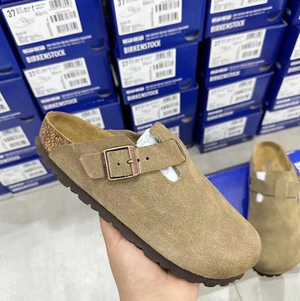 Birkenstock Boston Suede Beige Clogs Slippers product listing in Litbuy spreadsheet finds