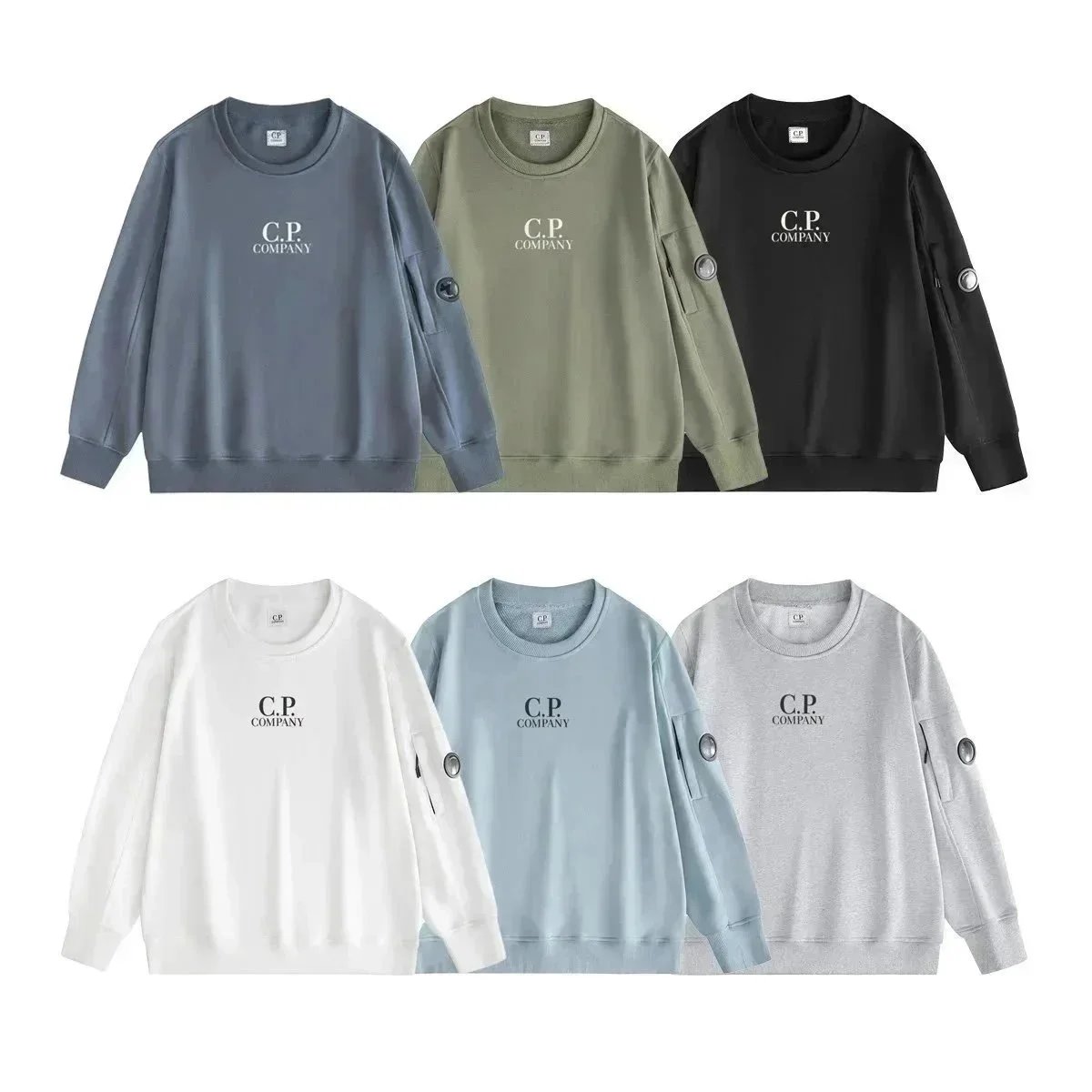 YT19 Casual Loose Crewneck Lens Pullover Sweatshirt