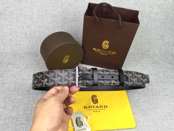 Goyard Monogram Canvas Belt Tan Leather Trim - 3
