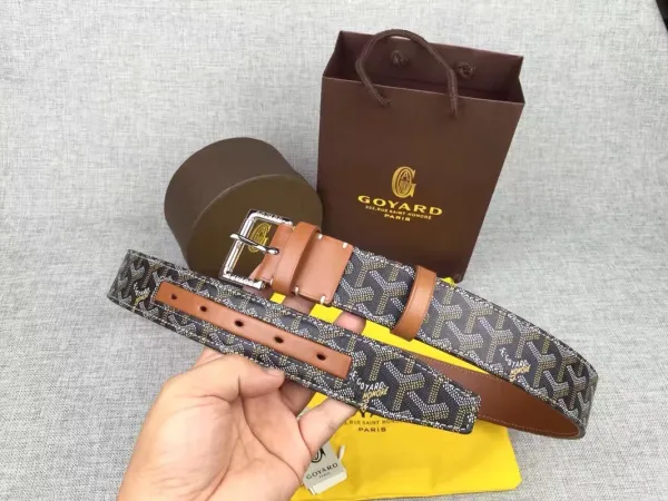 Goyard Monogram Canvas Belt Tan Leather Trim - 7