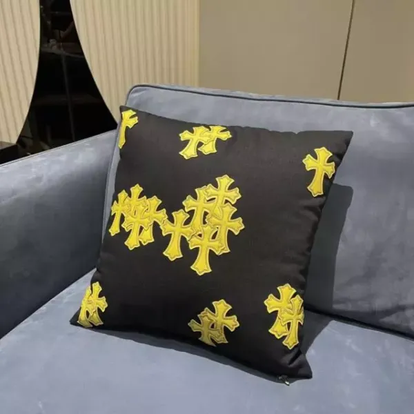 Chrome Hearts Cross Embroidered Pillow Black / Yellow Accessories - 1