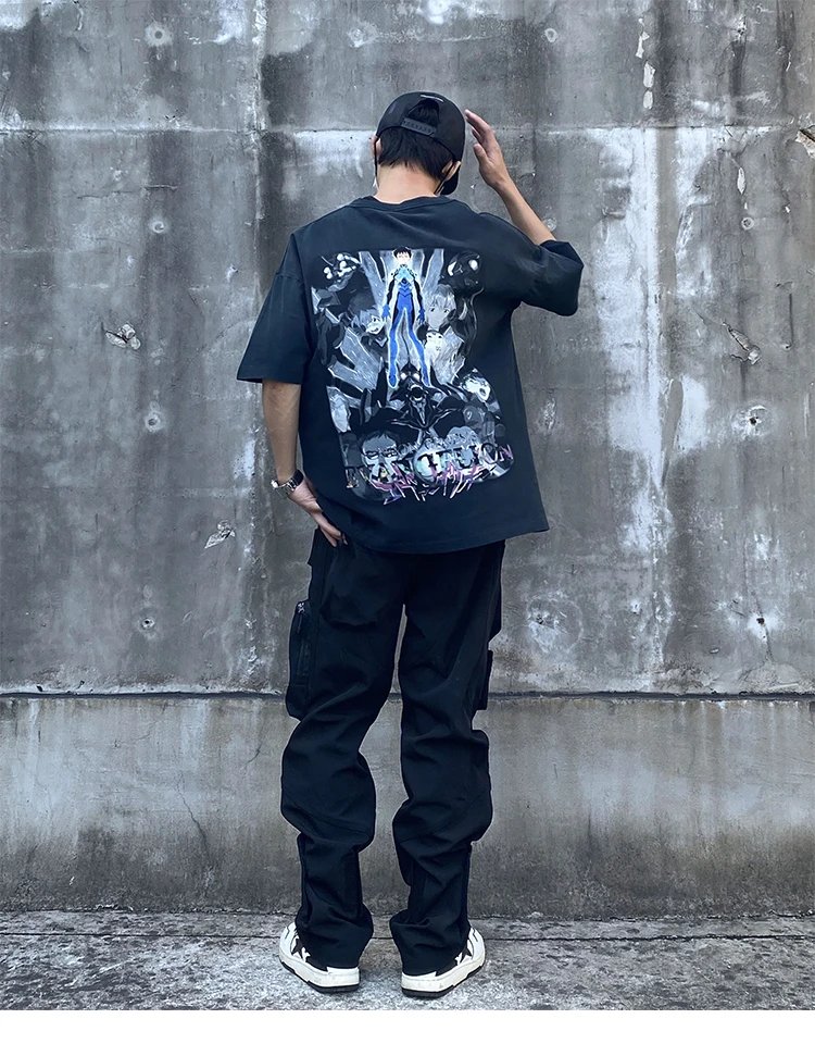 Design Neon Genesis Evangelion Graphic Oversized T-Shirt Black - 13