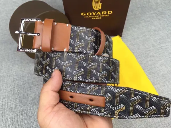 Goyard Monogram Canvas Belt Tan Leather Trim - 6