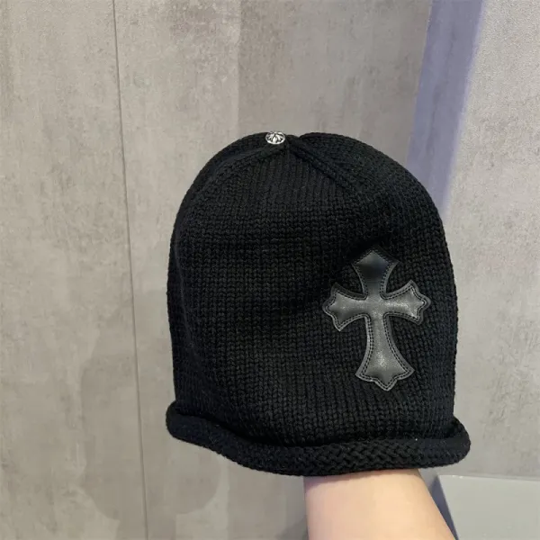 Chrome Hearts Cross Embroidered Knit Beanie Black - 1