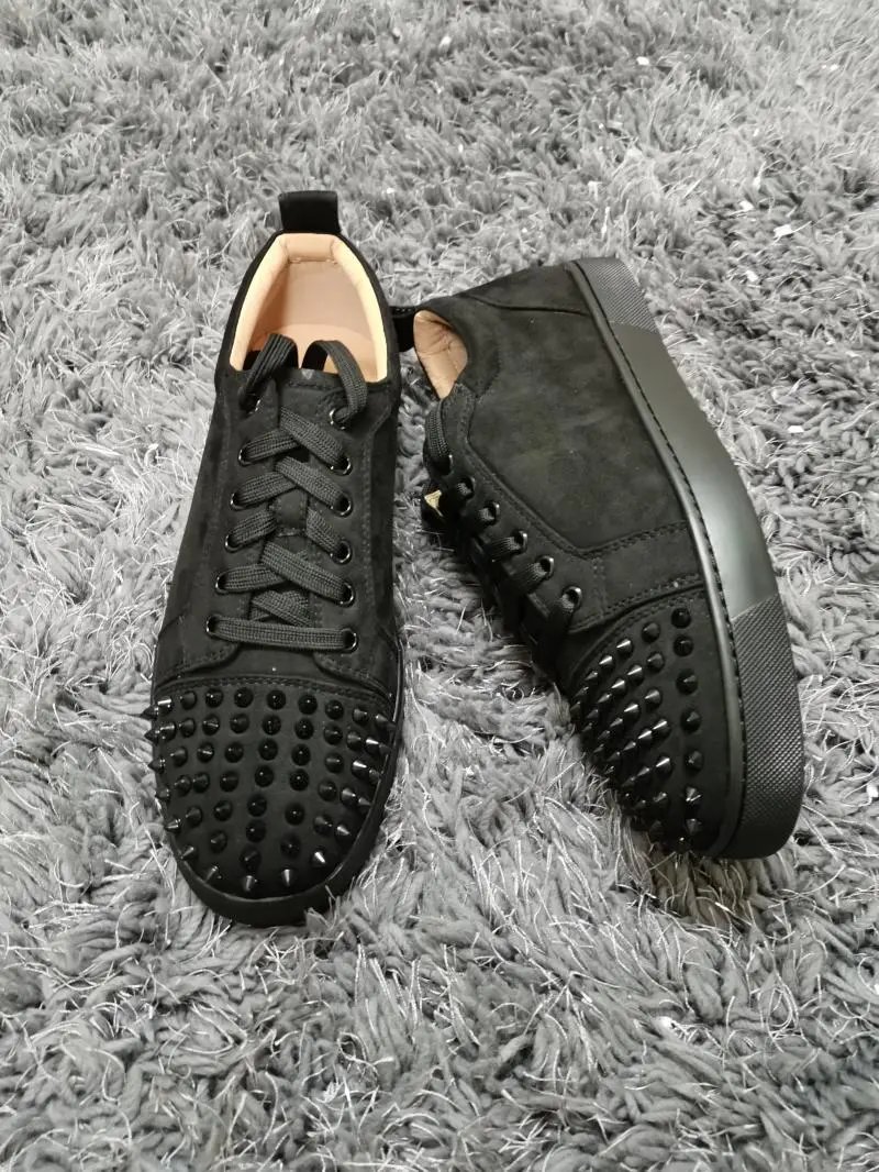 Christian Louboutin Louis Spikes Black Suede Sneakers - 7