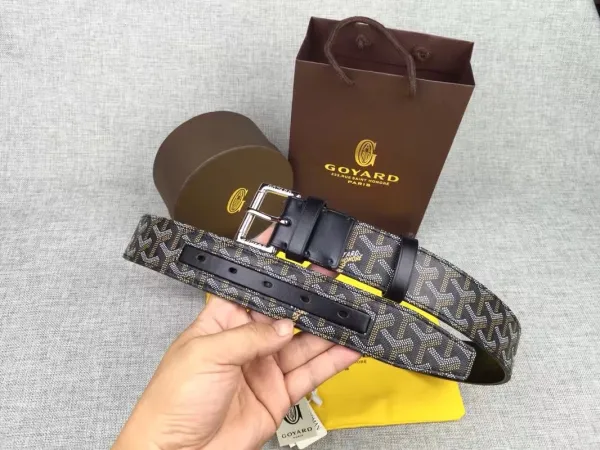 Goyard Monogram Canvas Belt Tan Leather Trim - 5