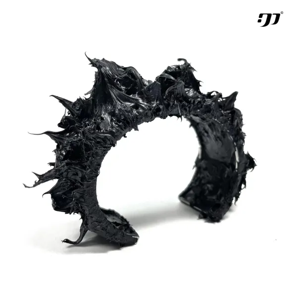 Design Spiky Textured Cuff Black Bracelet Jewelry - 1