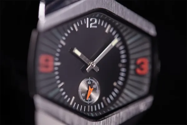 Design Hexagonal Chronograph Black and Red Watch Watches - 5