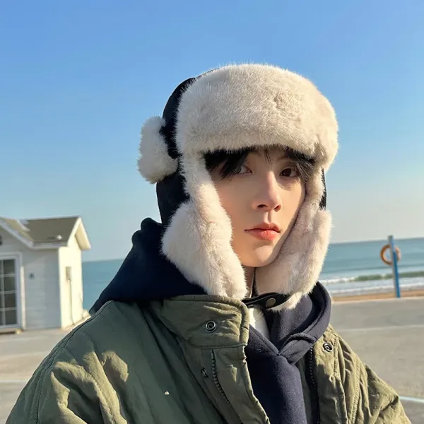 Design 3-in-1 Fleece-Lined Aviator Hat Beige Brown Hats - 3