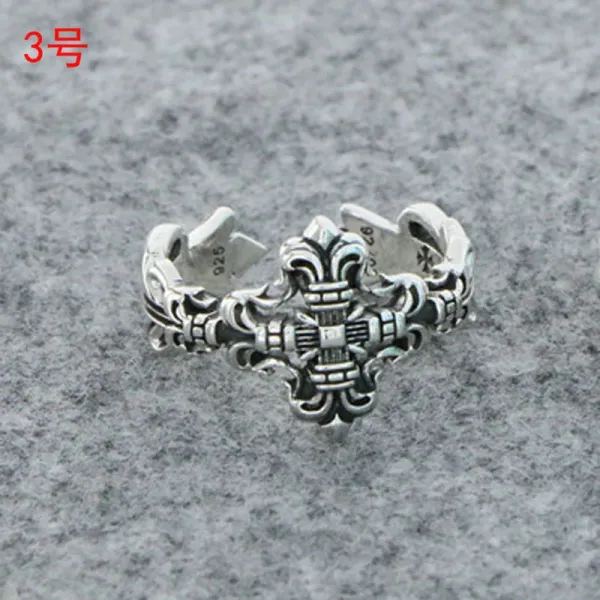 Design Fleur-de-Lis Cross Ring Silver Jewelry - 1