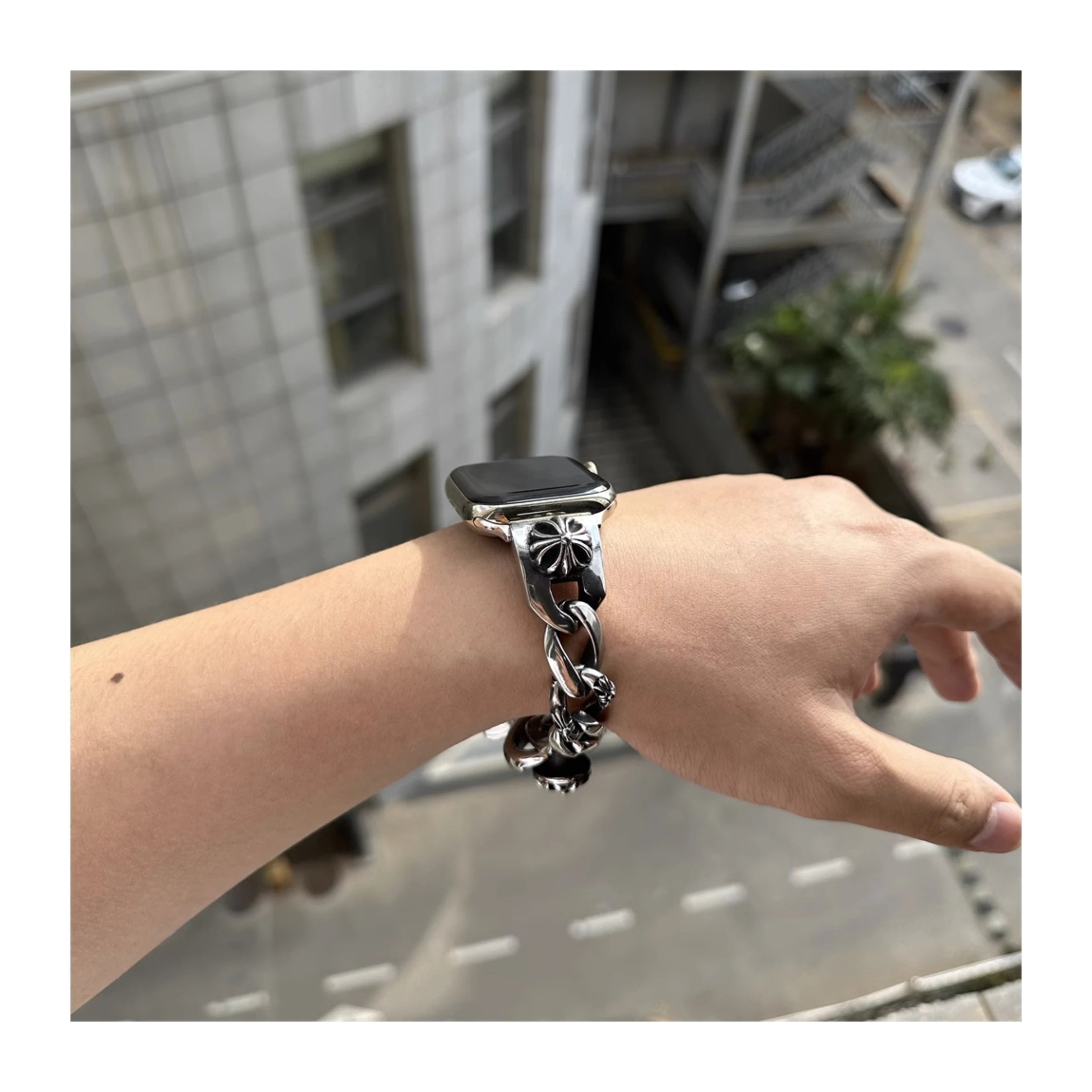 Chrome Hearts x Apple Watch Silver Floral Link Band Smartwatch Smartwatches - 14