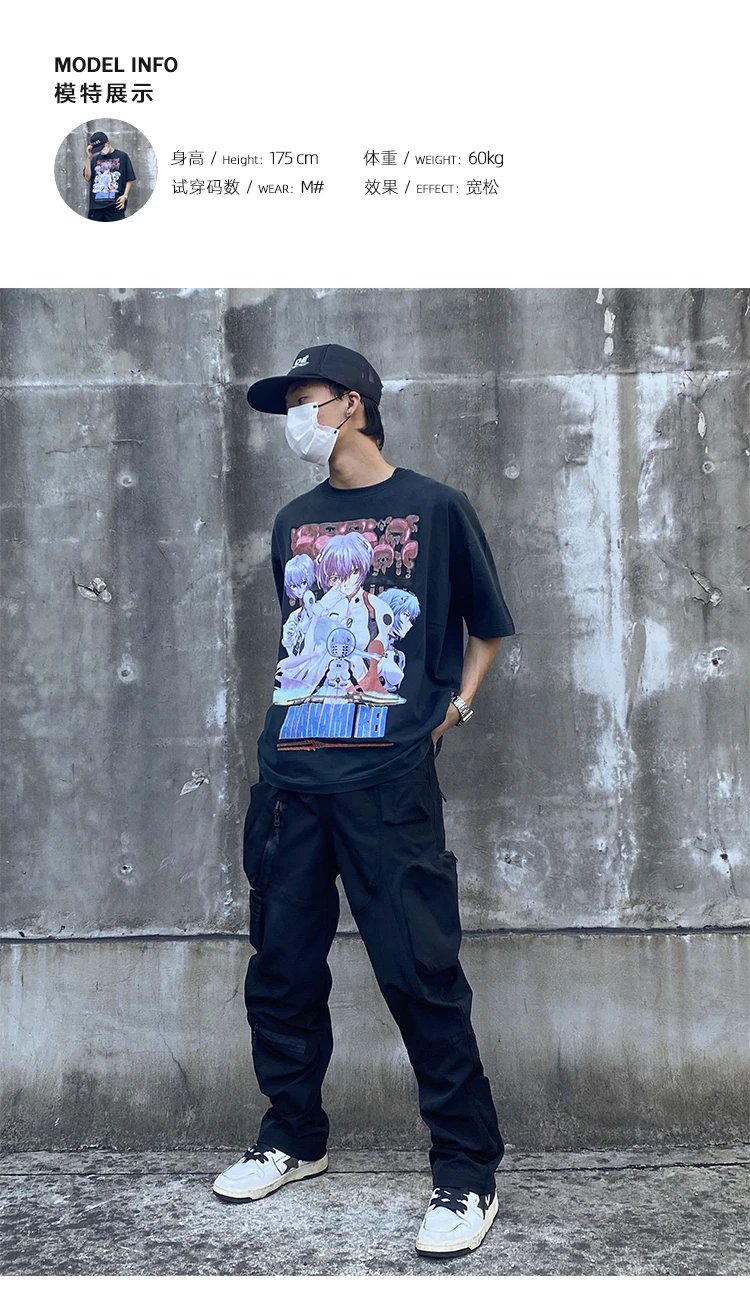 Design Neon Genesis Evangelion Graphic Oversized T-Shirt Black - 11