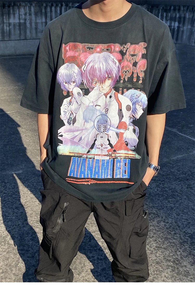Design Neon Genesis Evangelion Graphic Oversized T-Shirt Black - 14