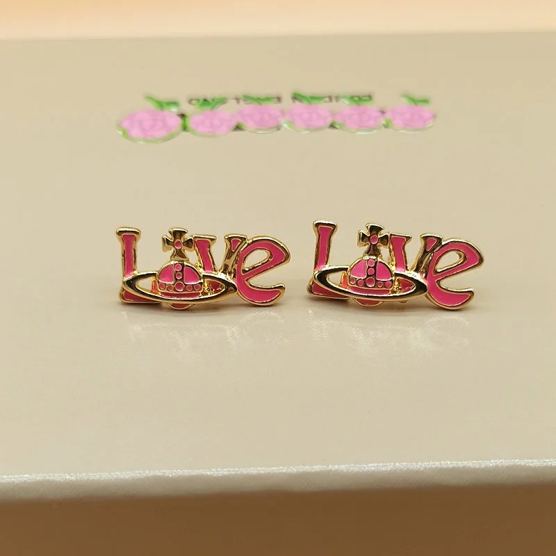 Vivienne Westwood Red Label Love Orb Pink Earrings Jewelry