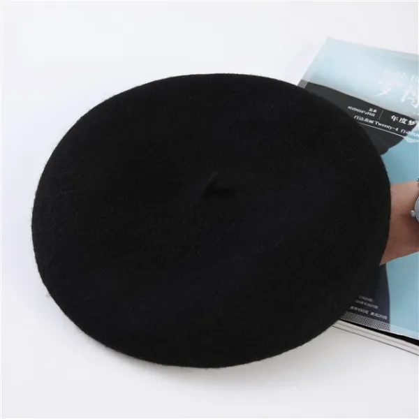 Design Classic Wool Beret Black Hat Hats - 4