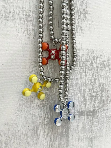 FRED X Four Leaf Clover Orange Enamel Charm Pendant Jewelry - 5