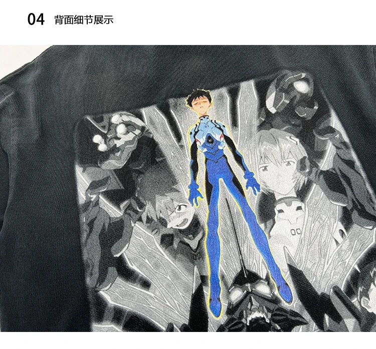 Design Neon Genesis Evangelion Graphic Oversized T-Shirt Black - 8