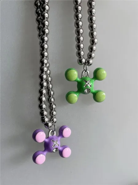 FRED X Four Leaf Clover Orange Enamel Charm Pendant Jewelry - 12