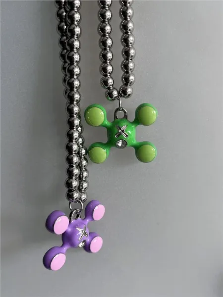 FRED X Four Leaf Clover Orange Enamel Charm Pendant Jewelry - 14