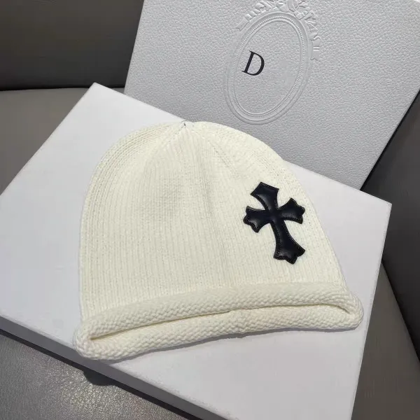 Chrome Hearts Cross Beanie Gray and White - 8