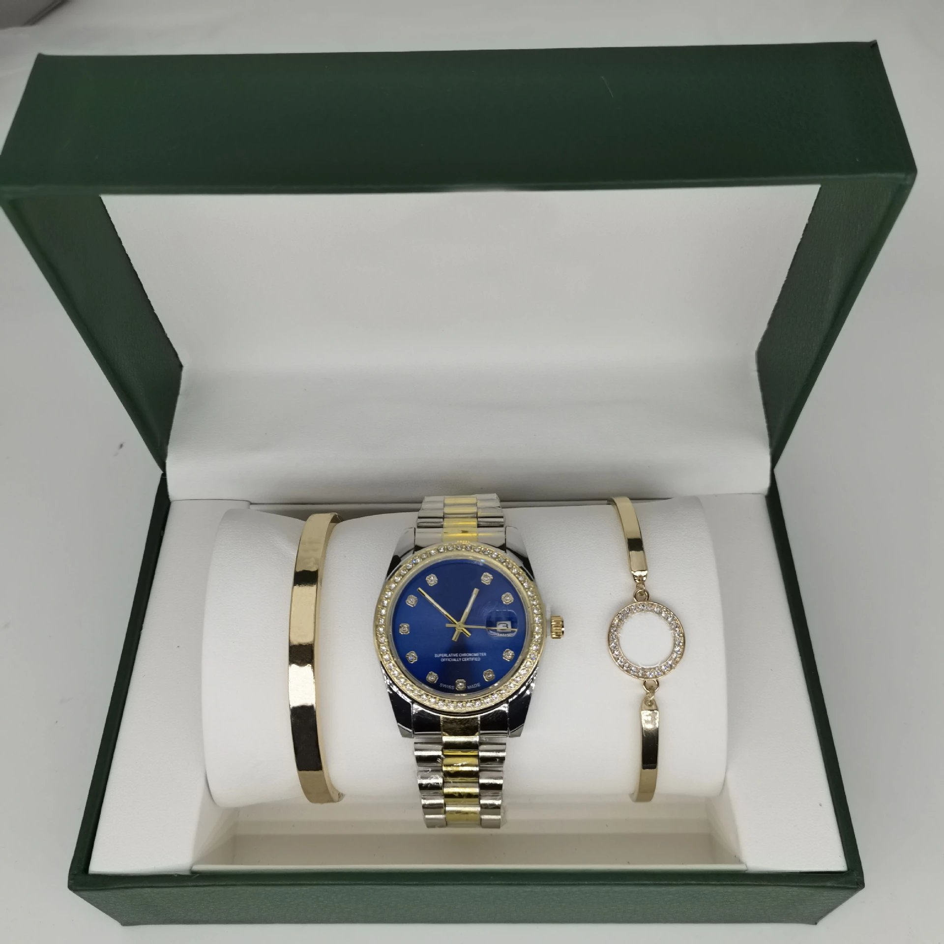 劳三件套-三珠带日志带钻男间金蓝