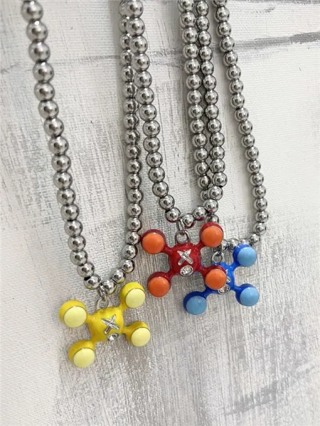FRED X Four Leaf Clover Orange Enamel Charm Pendant Jewelry - 3