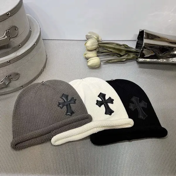 Chrome Hearts Cross Beanie Gray and White - 4