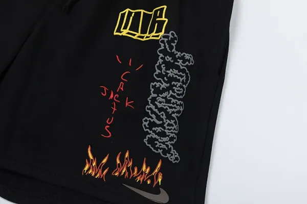 Cactus Jack Flame Graphic Drawstring Shorts Black - 9