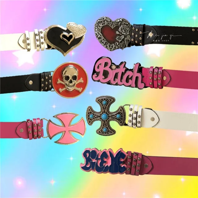 Unbranded Belts Studded novelty buckle belt product detail image 1