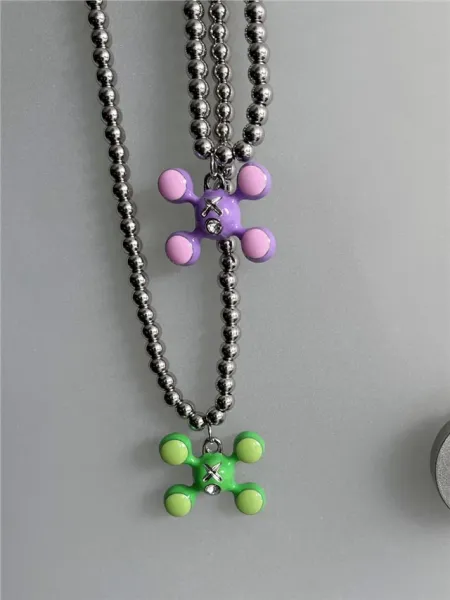 FRED X Four Leaf Clover Orange Enamel Charm Pendant Jewelry - 13