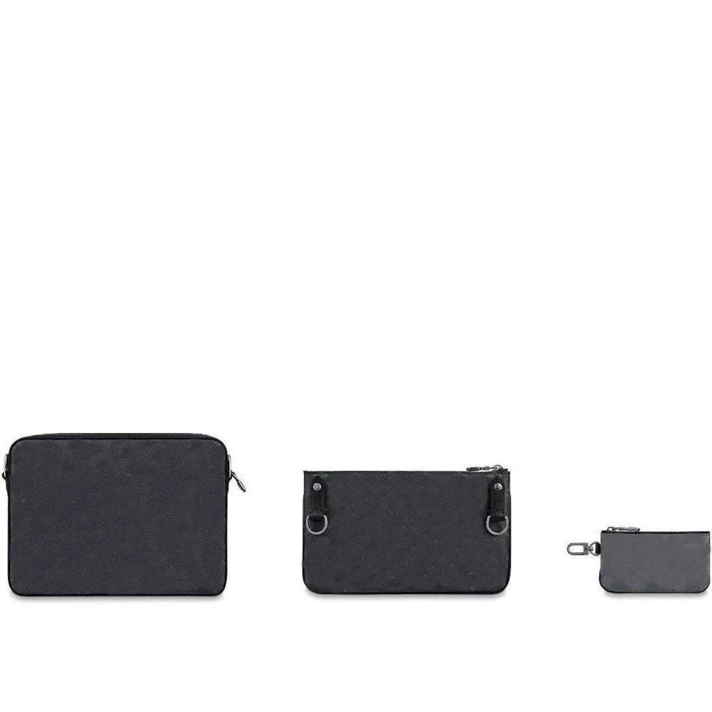 Men's Three-in-One Crossbody Messenger Bag Black Floral Top-Handle Leather Purse Fall Winter 2020