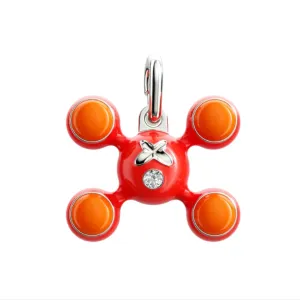 FRED X Four Leaf Clover Orange Enamel Charm Pendant Jewelry