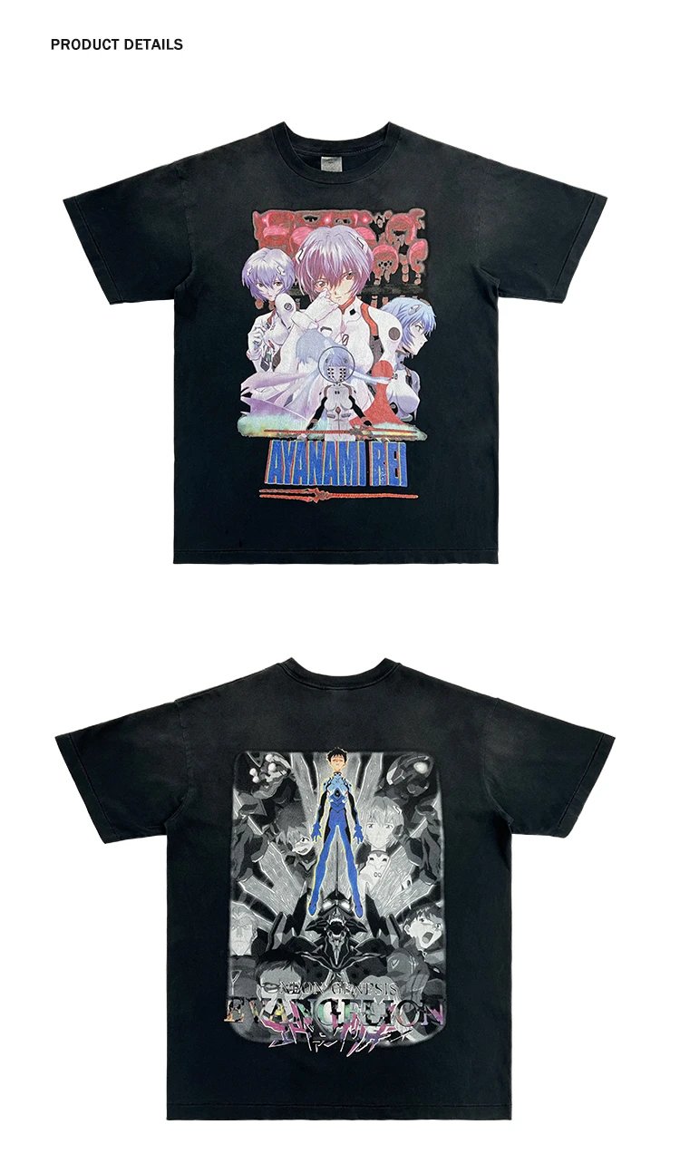 Design Neon Genesis Evangelion Graphic Oversized T-Shirt Black - 3