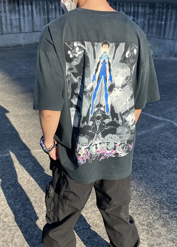 Design Neon Genesis Evangelion Graphic Oversized T-Shirt Black - 15