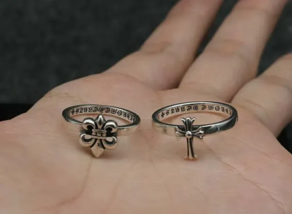 Chrome Hearts Fleur-de-Lis and Cross Rings Silver Jewelry - 2