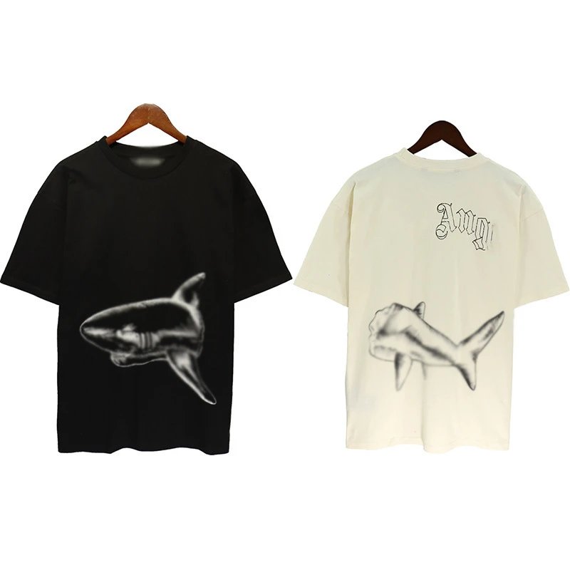 Palm Angels Shark Graphic Loose Cotton T-Shirt