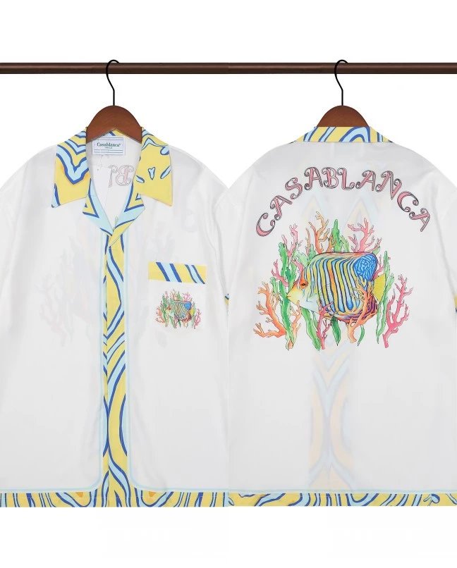 Casablanca Tropical Print Resort Shirt White
